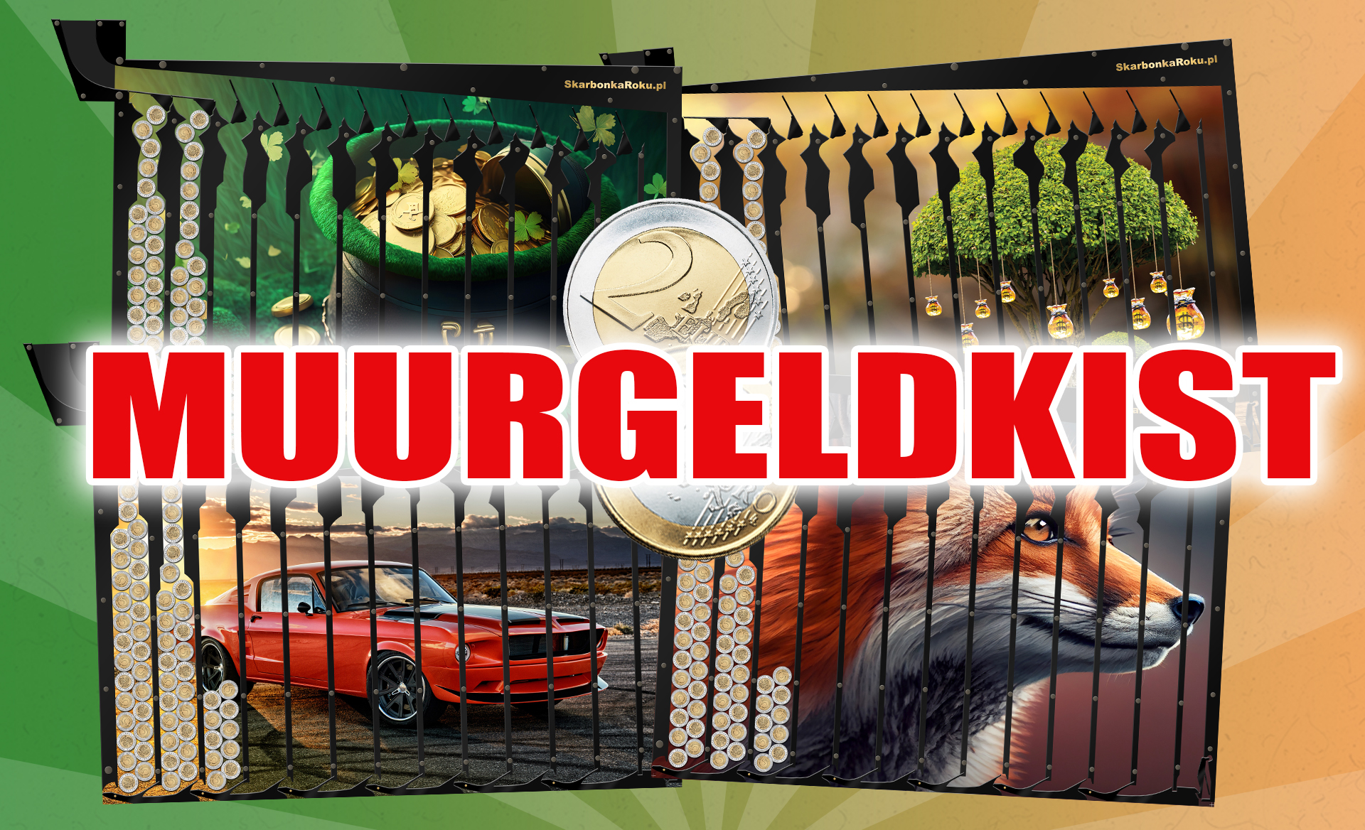 Muurgeldkist voor 1 en 2 euromunten