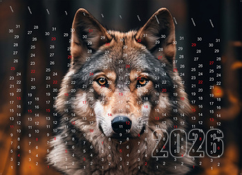 Background for a money box with a Wolf 2026 motif