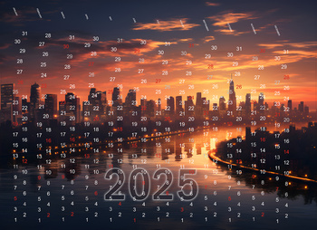 Achtergrond muur spaarpot | Kalender 2025 Stad - Zonsondergang